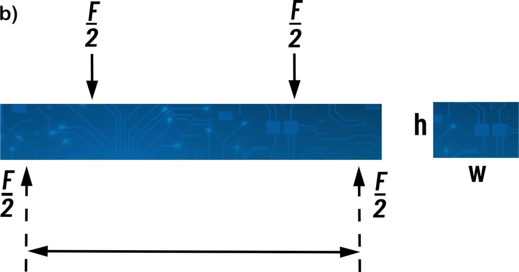 Esquema para ensaio de flexão de 4 pontos