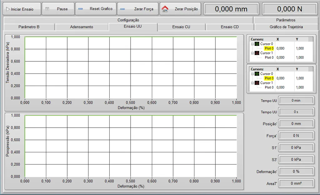 Tela 11 - software - ensaio triaxial estático