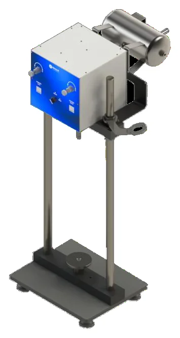 Prensa triaxial dinâmica Biopdi PTD-20k, pneumática, com sistema pneumático e reservatório de ar no alto