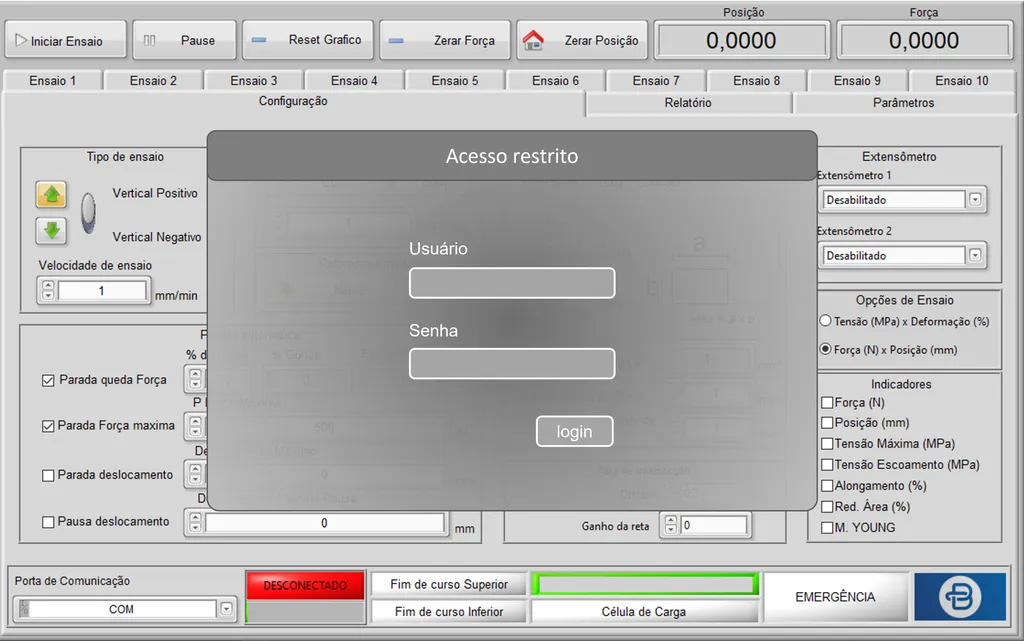 Software - tela inicial